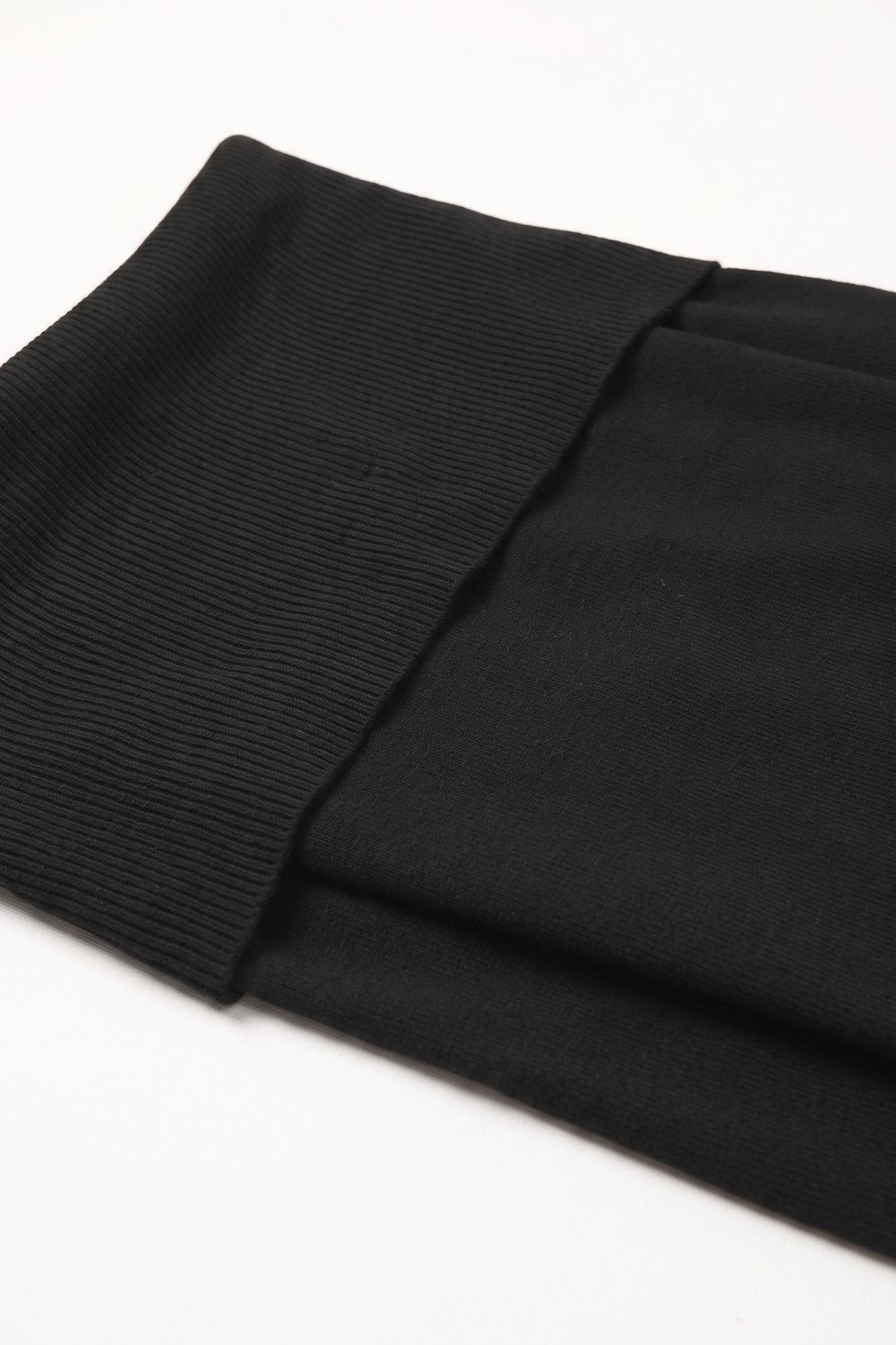 Black Ribbed Knit Off Shoulder Foldover Sweater - Jumpers