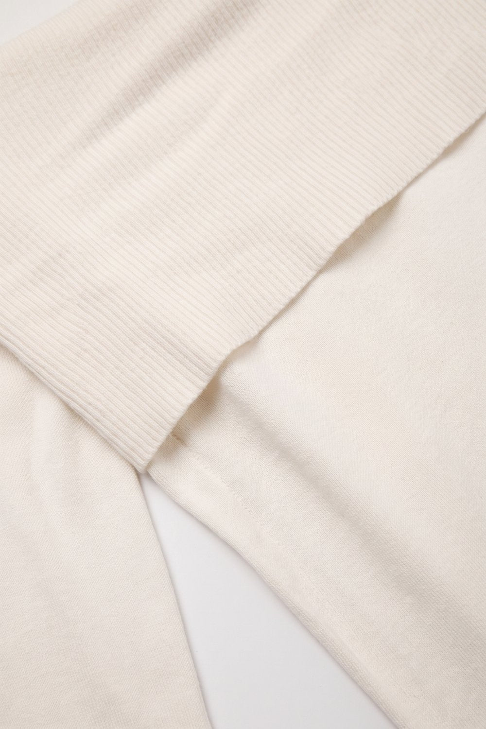 Cream Ribbed Knit Off Shoulder Foldover Sweater - Jumpers
