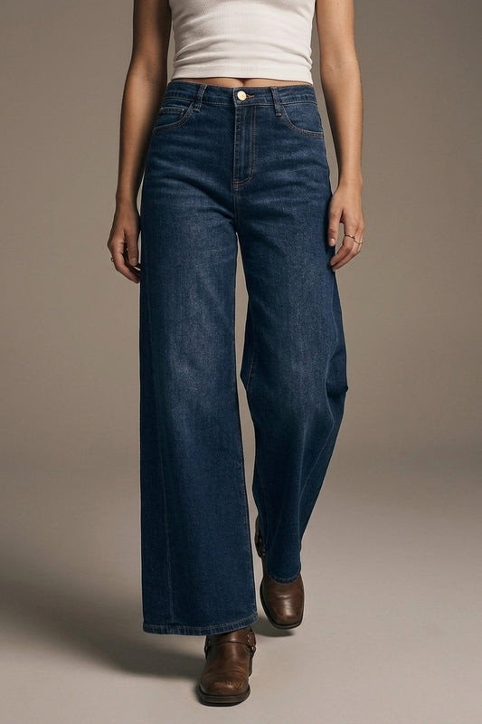 Extra Wide Leg Jeans in Dark Wash - Denim