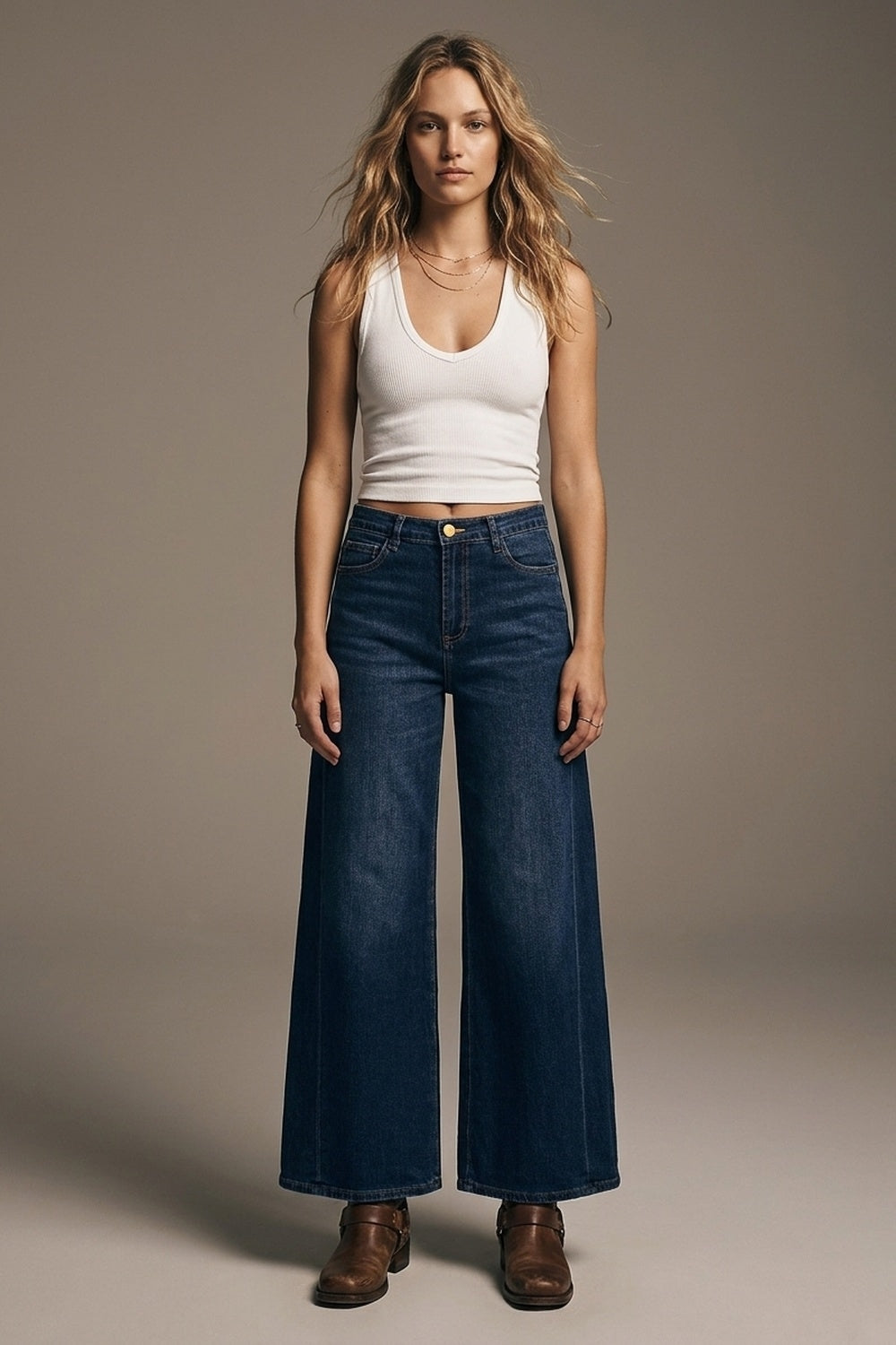 Extra Wide Leg Jeans in Dark Wash - Denim