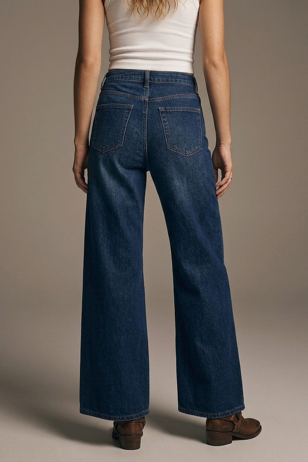 Extra Wide Leg Jeans in Dark Wash - Denim
