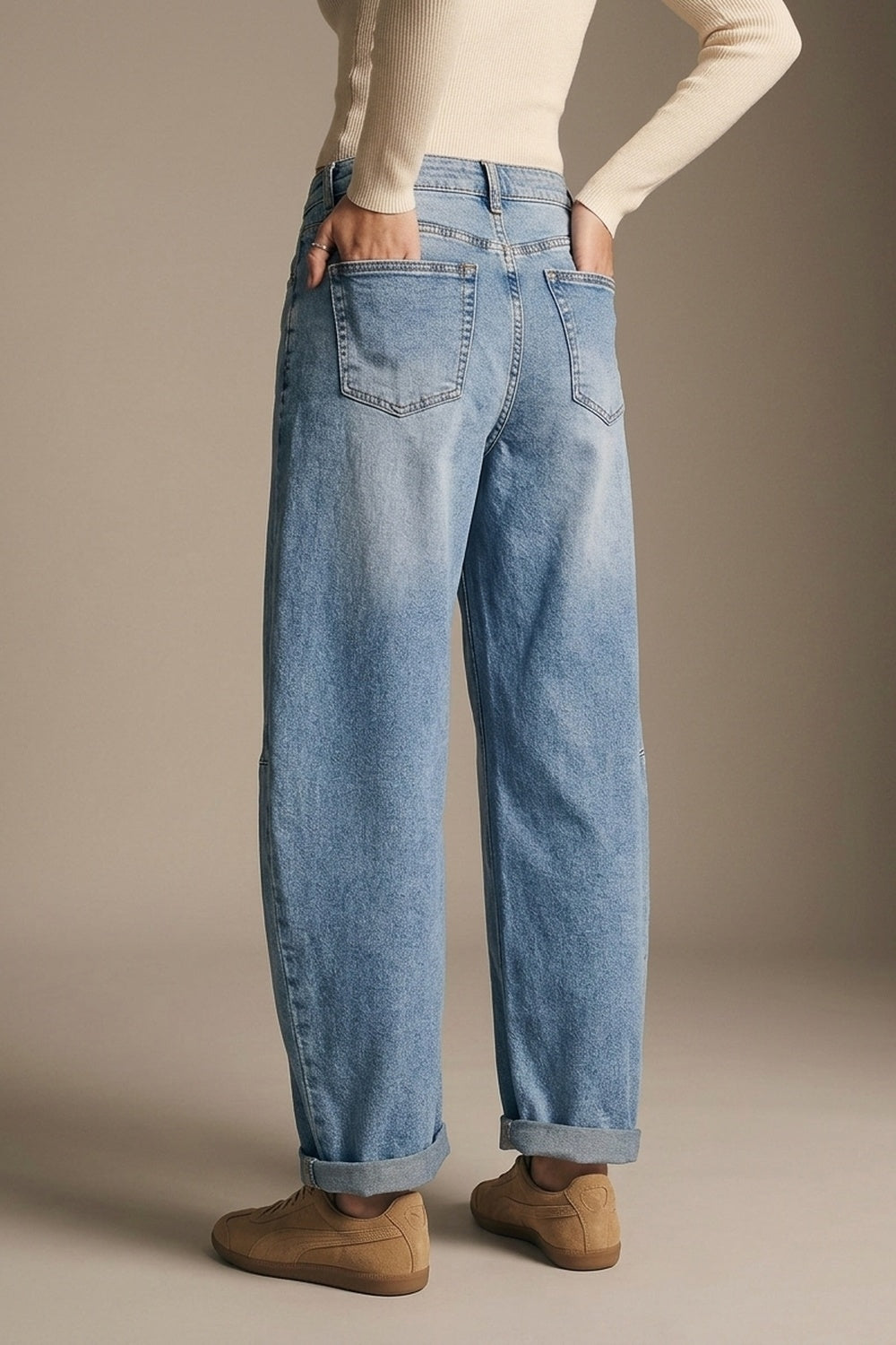 wide leg Barrel Blue Denim Jeans in light wash - Denim