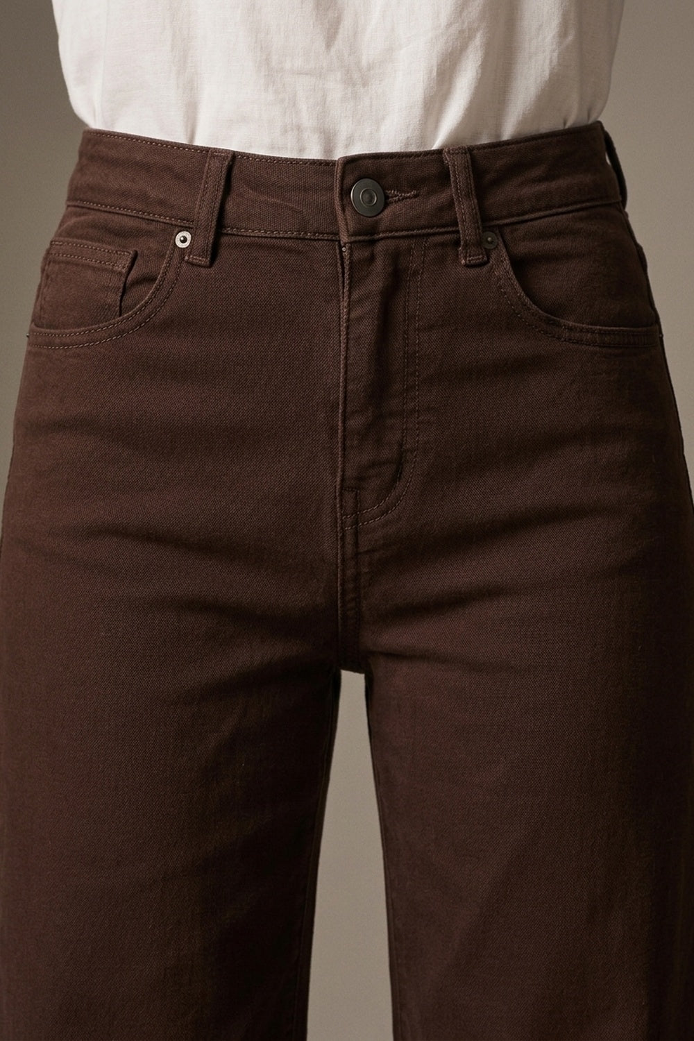 Wide Leg Cropped Jeans in Chocolate Brown - Coloured Jeans