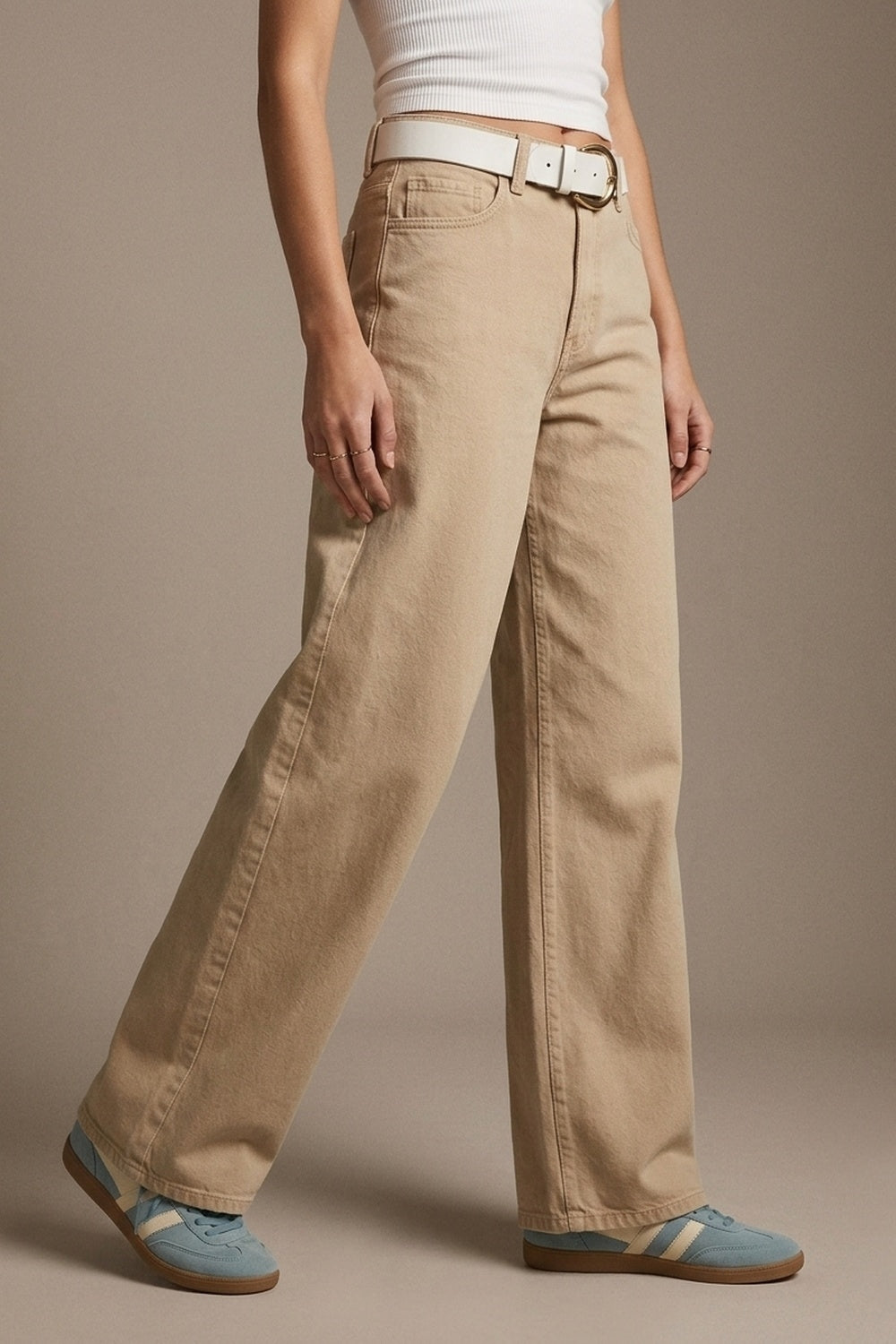 Pants extra wide fit in washed beige - Coloured Jeans