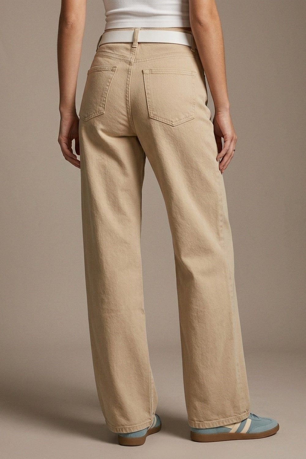 Pants extra wide fit in washed beige - Coloured Jeans