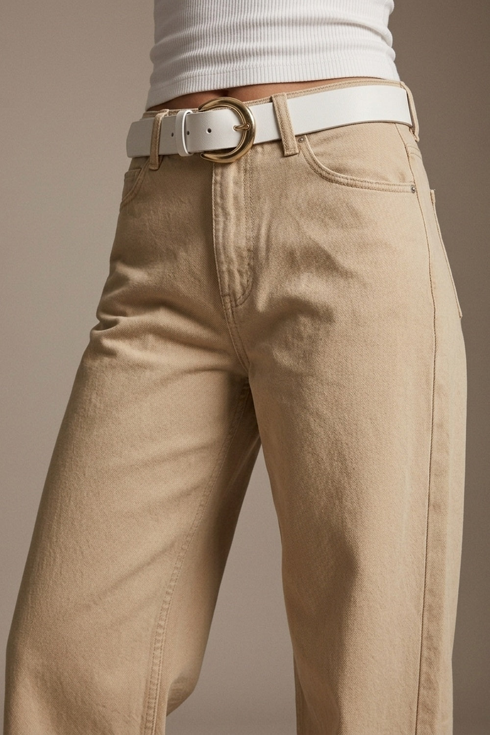 Pants extra wide fit in washed beige - Coloured Jeans