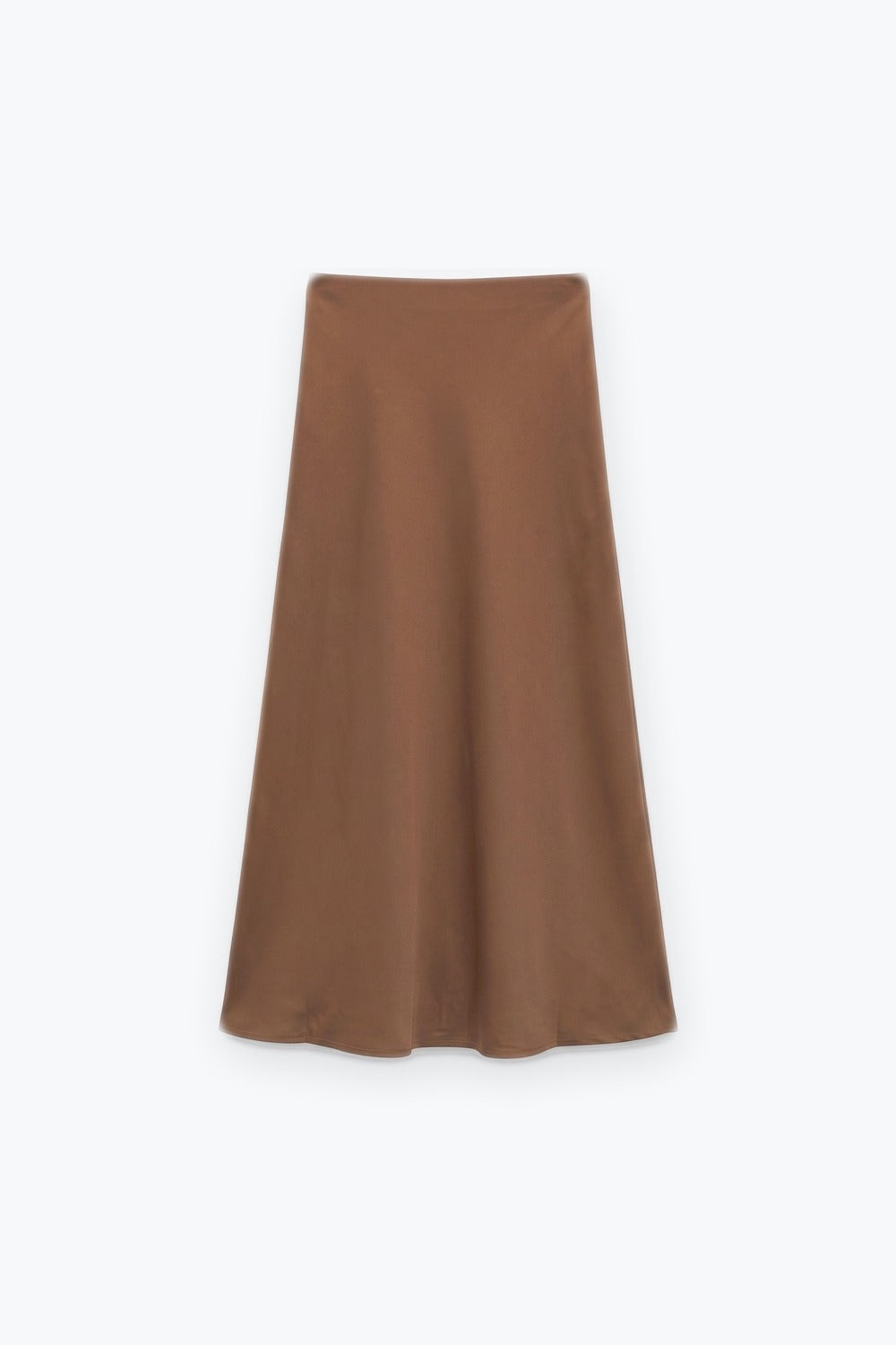 Camel Satin Bias Cut Midi Length Skirt no waistband - Skirts