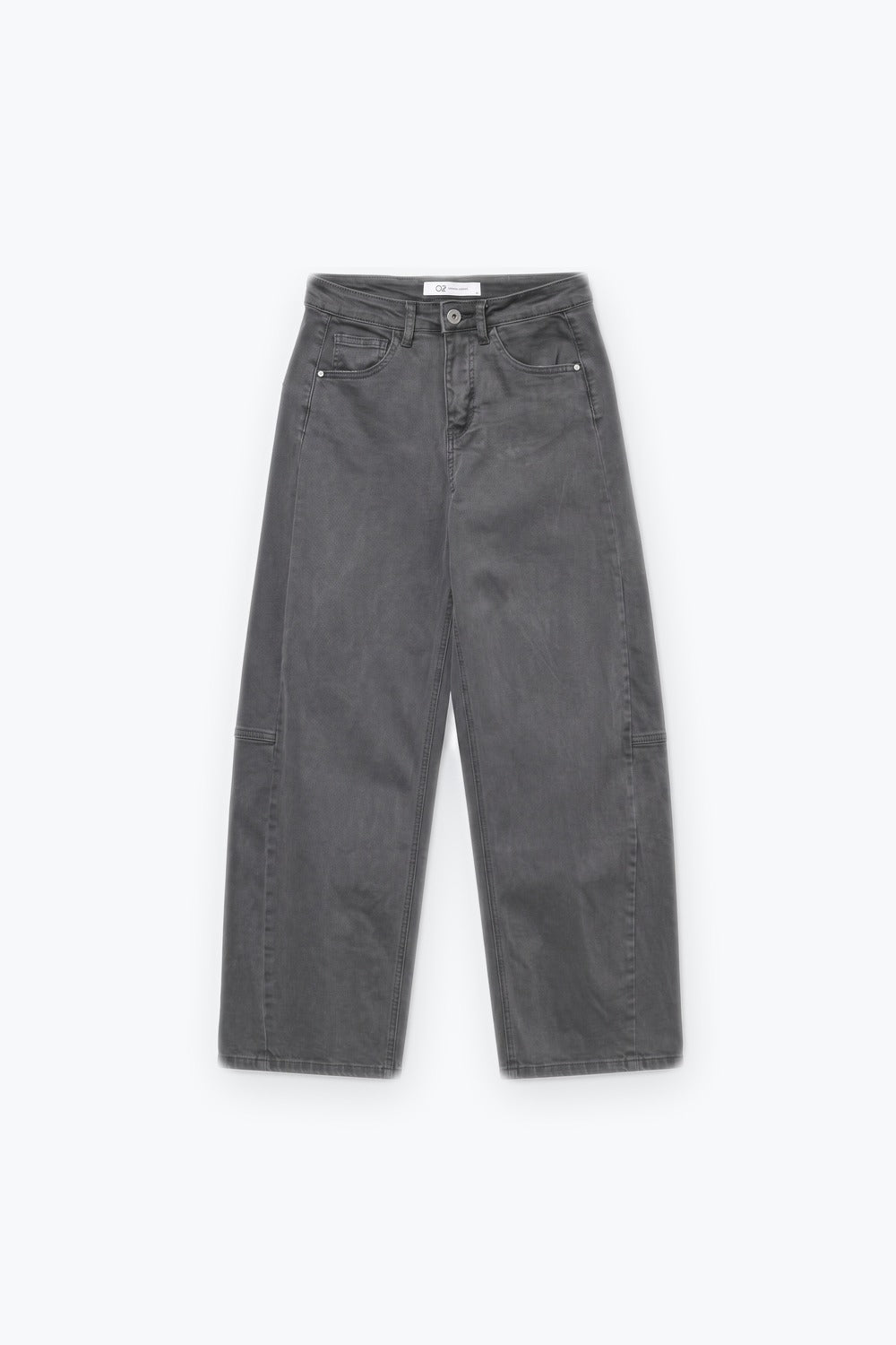 Grey Wide-Leg Pants in Barrel Style with side seam - trousers