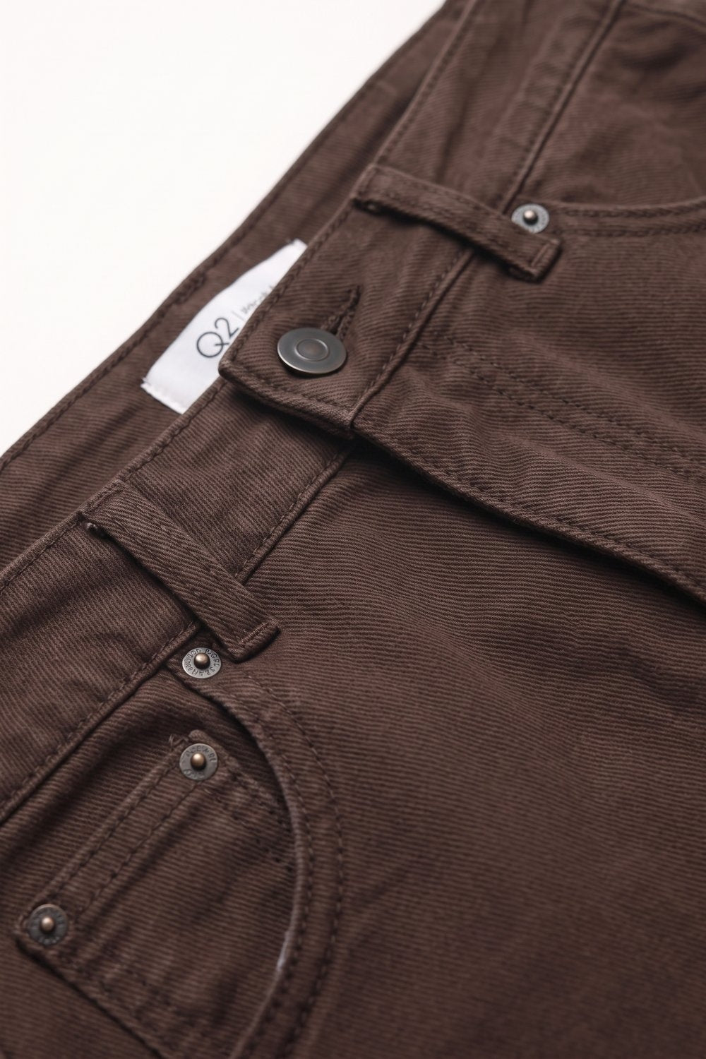 chocolate soft stretch Wide Leg pants with seam at the knee - Jeans