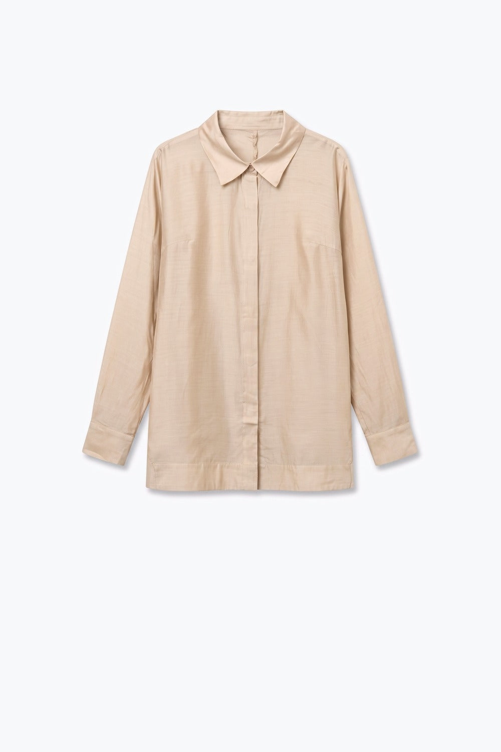 Beige oversized fit Shirt in translucent fabric with wide sleeves - Shirts