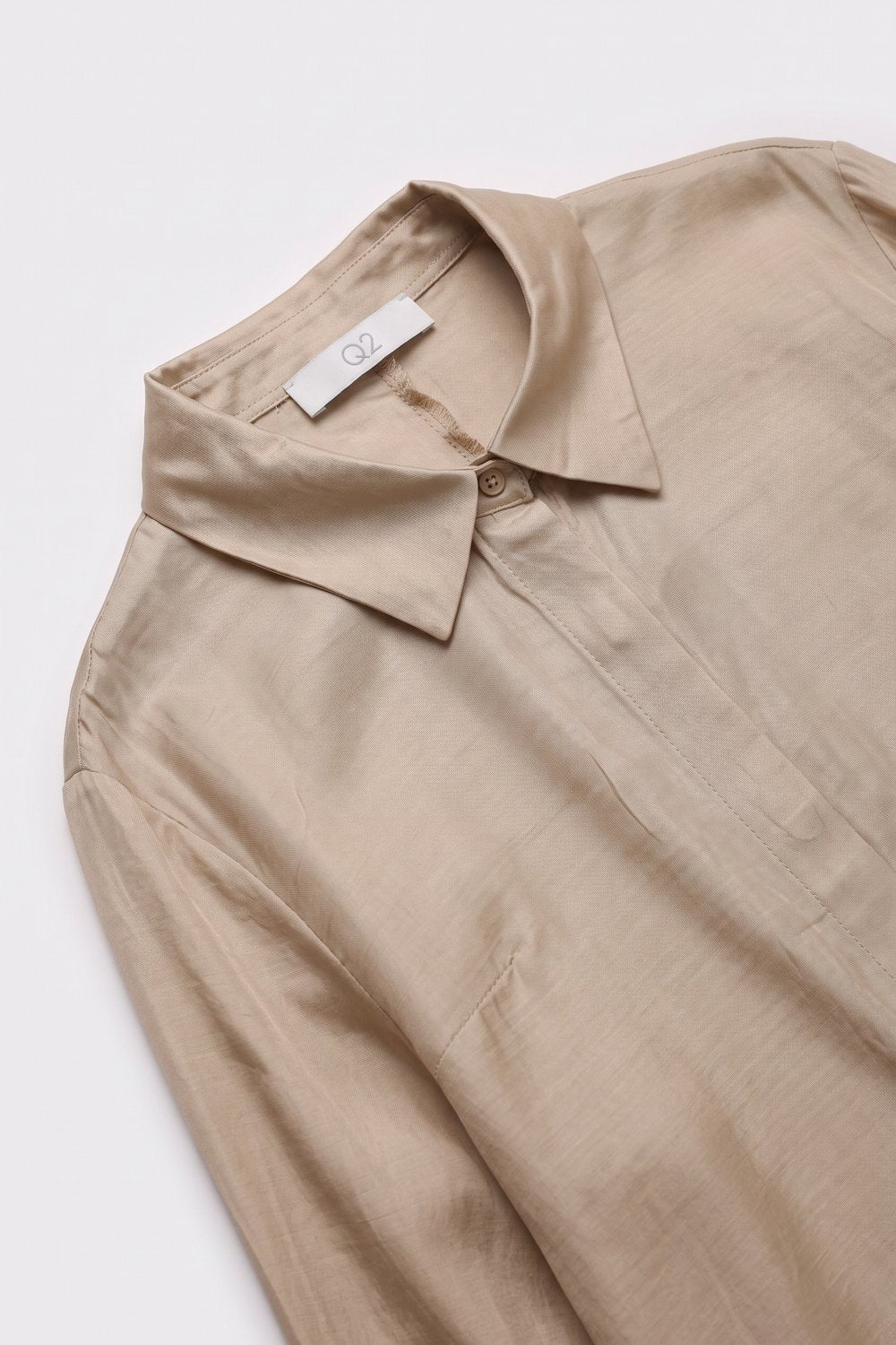 Beige oversized fit Shirt in translucent fabric with wide sleeves - Shirts