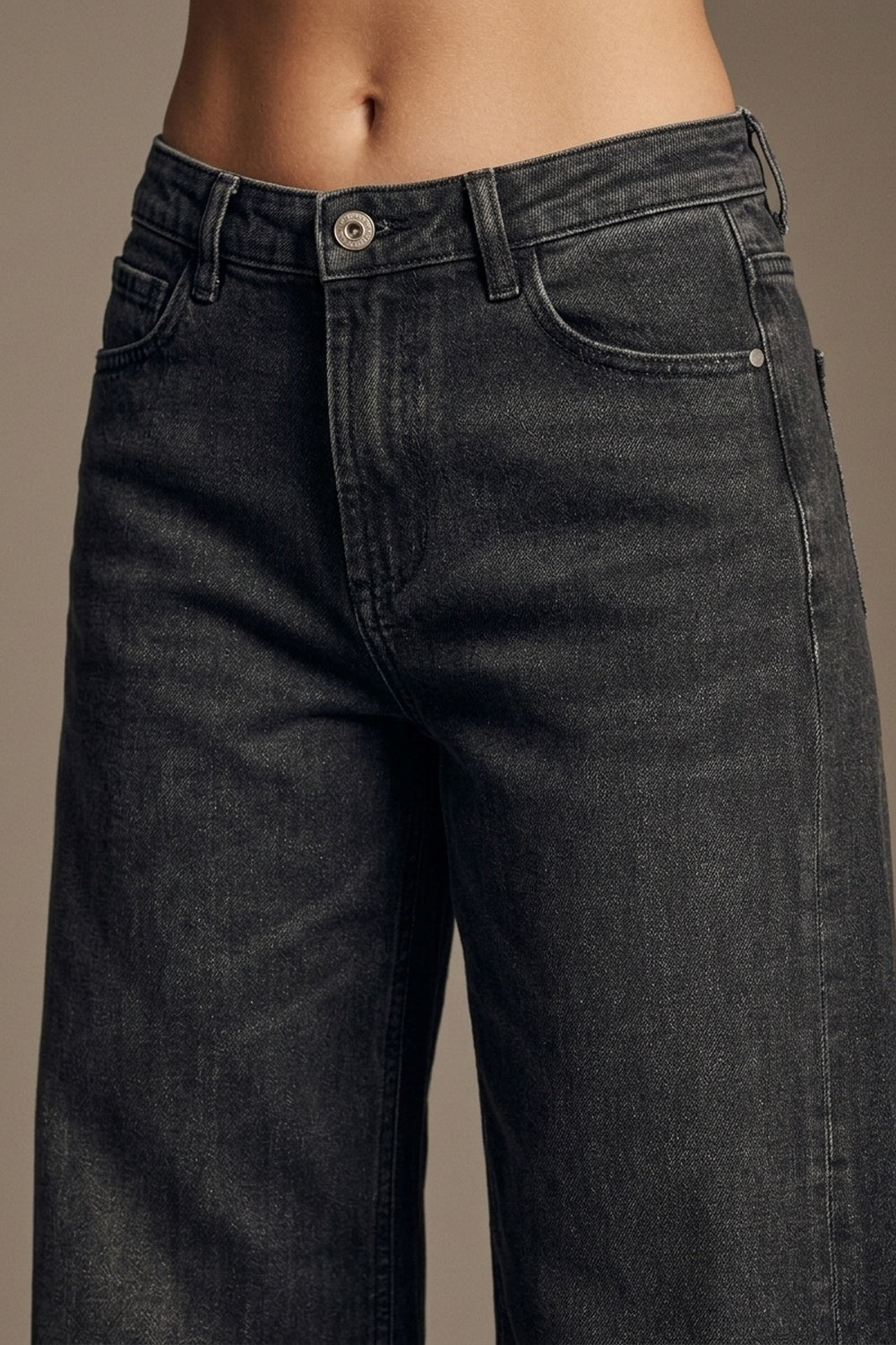 Faded Black Extra Wide-Leg Jeans in vintage wash denim