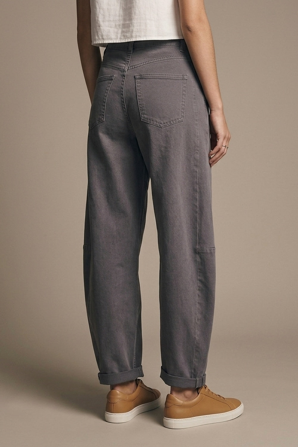 Trendy Gray Barrel Balloon Jeans with Pockets - Coloured Jeans