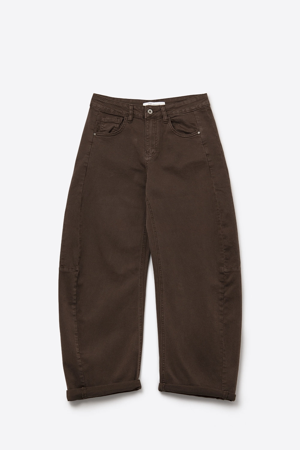 Relaxed Fit Straight Barrel Leg Pants in choco color