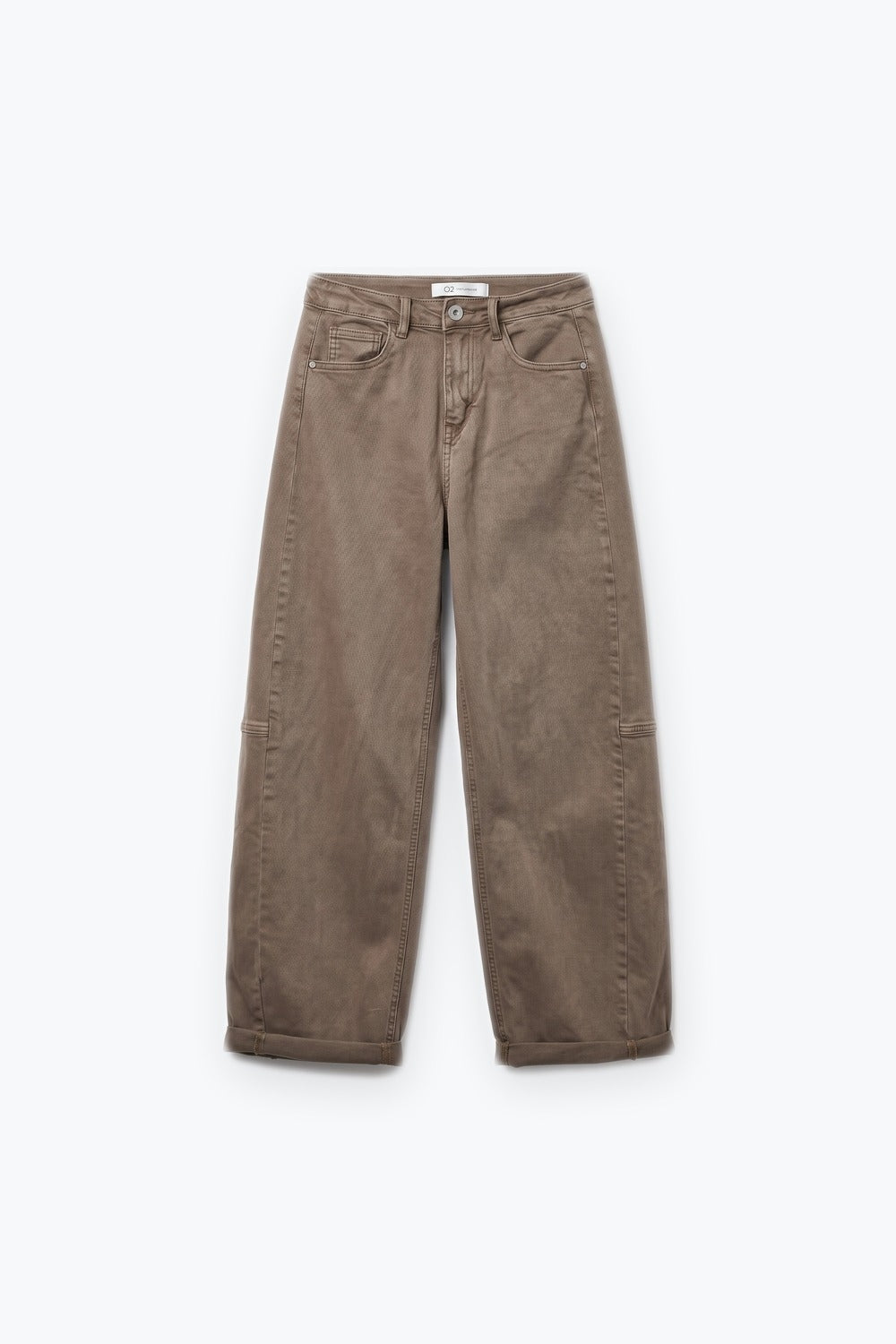 Camel Wide-Leg Casual Twill Pants in Barrel Style - Coloured Jeans