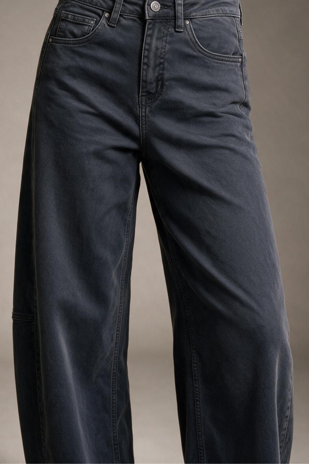 Grey Wide-Leg Pants in Barrel Style with side seam - trousers