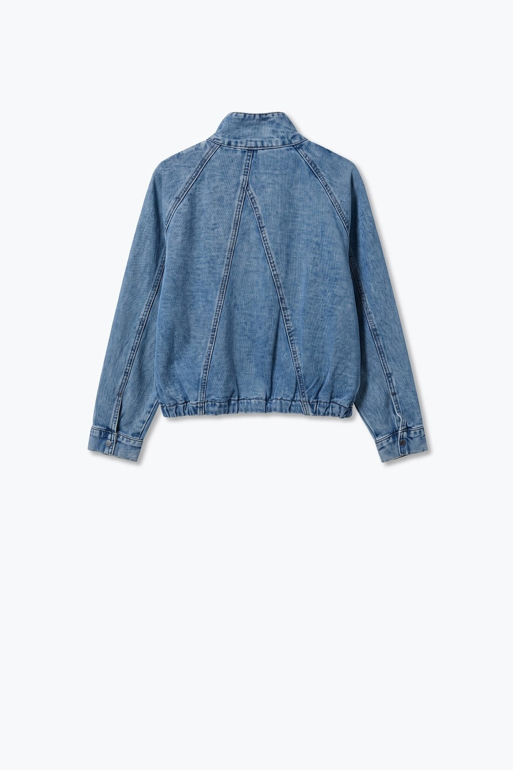 Light Wash Stand Collar Cropped Denim vintage Jacket - blazer