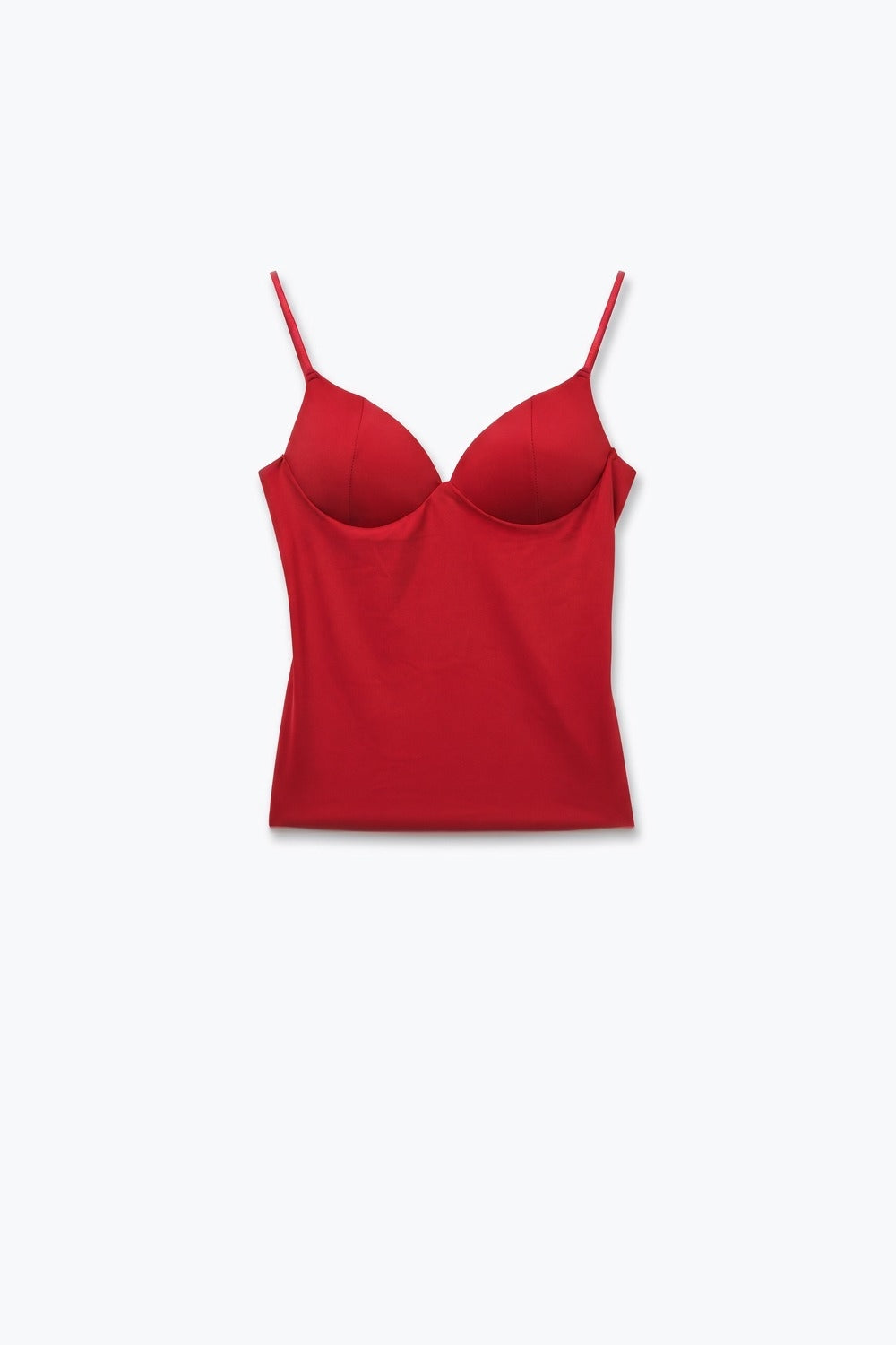 Red Smooth Lycra Underwire Cup Fixed Strap Top - top