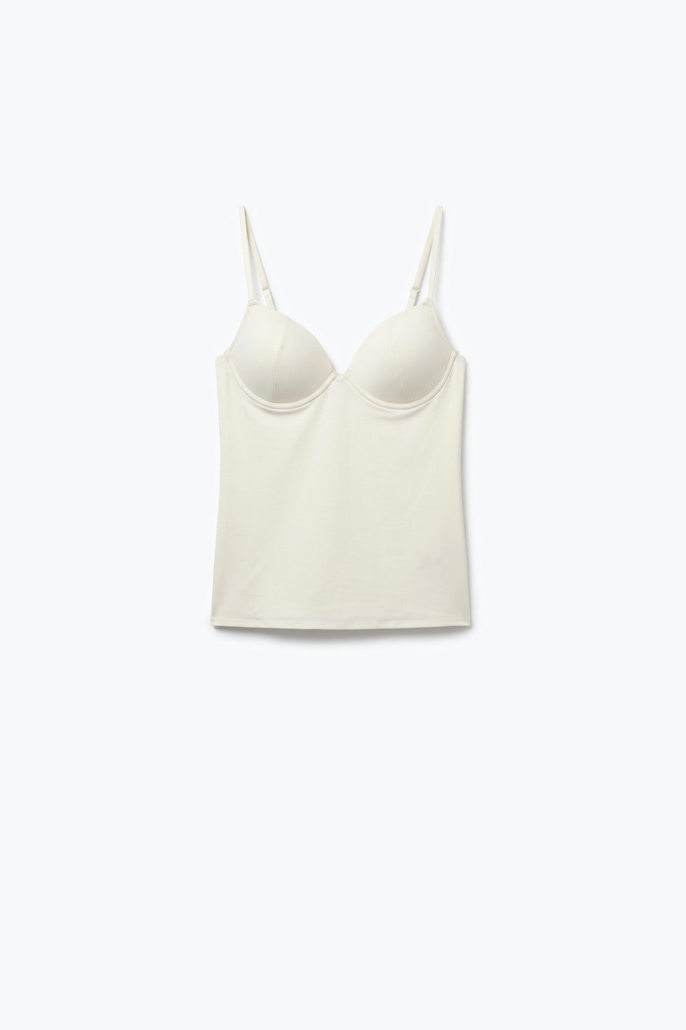 White Stretch fabric Underwire Cup Fixed Strap Top - top
