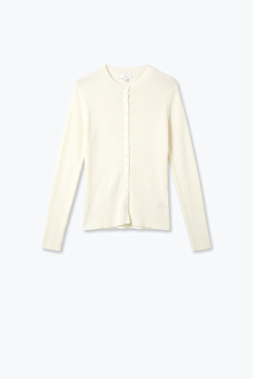 Cream Ribbed Knit Crew Neck Button Front Sweater - jumper