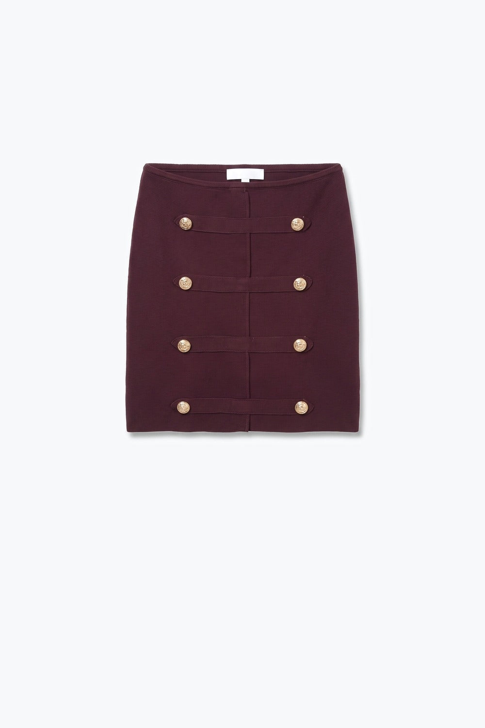Burgundy Ribbed Knit Gold Button Strapless Tube Top - top