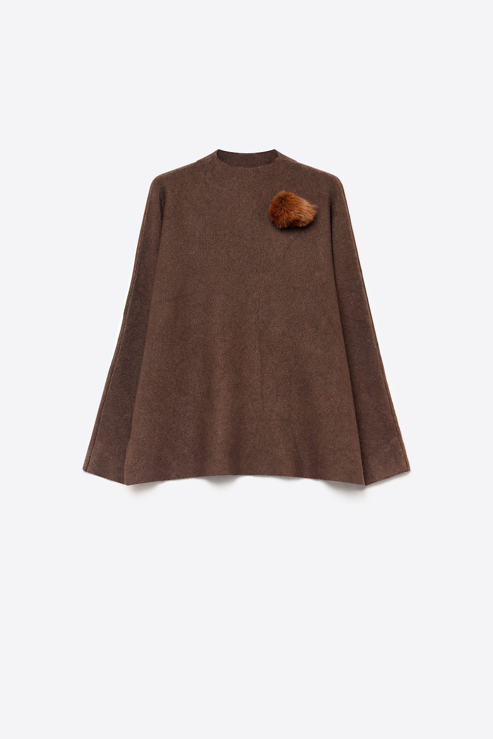 Brown chunky Knit Pom-Pom Detail Relaxed Fit Sweater - Jumpers