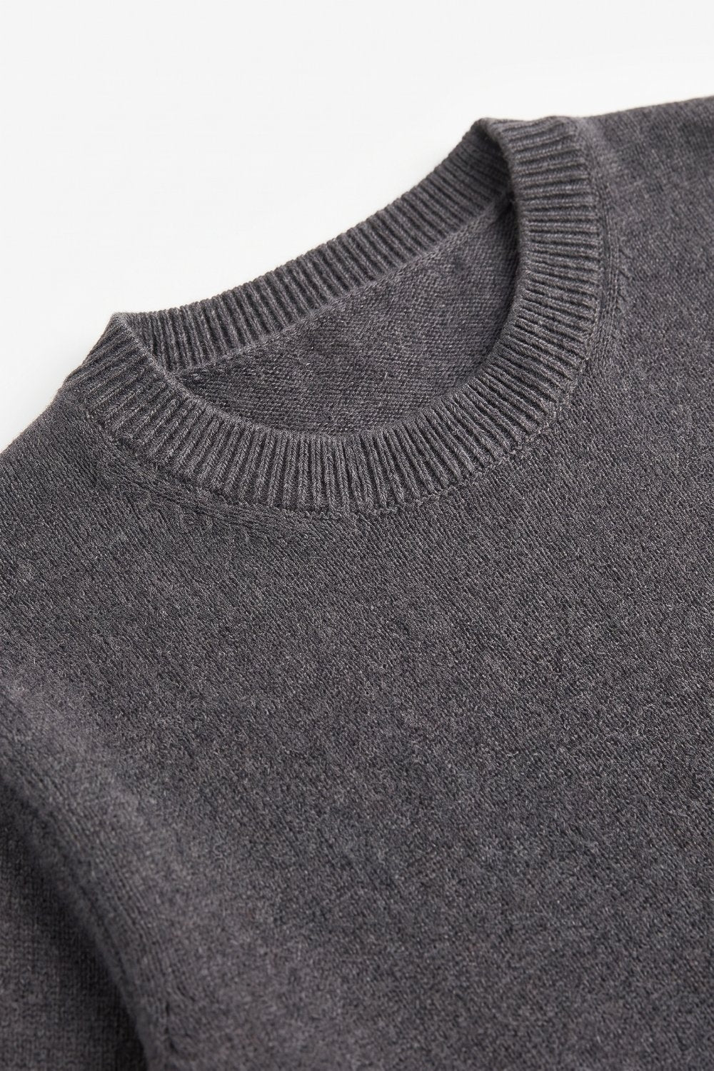 Grey Fine Knit Feather Hem Short Sleeve Sweater - Tops