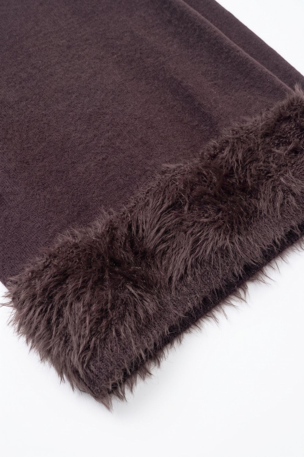 Brown Soft Knit Faux Fur Trim Cropped Sweater - Jumpers