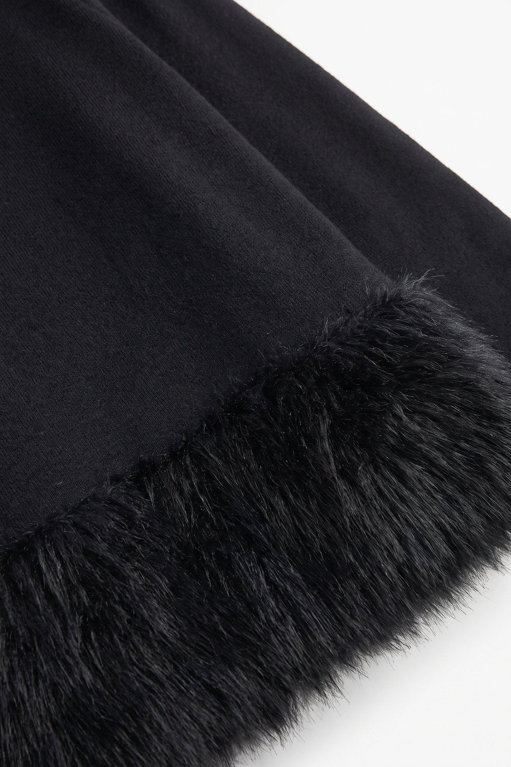 Black Soft Knit Faux Fur Trim Mock Neck Sweater - Jumpers