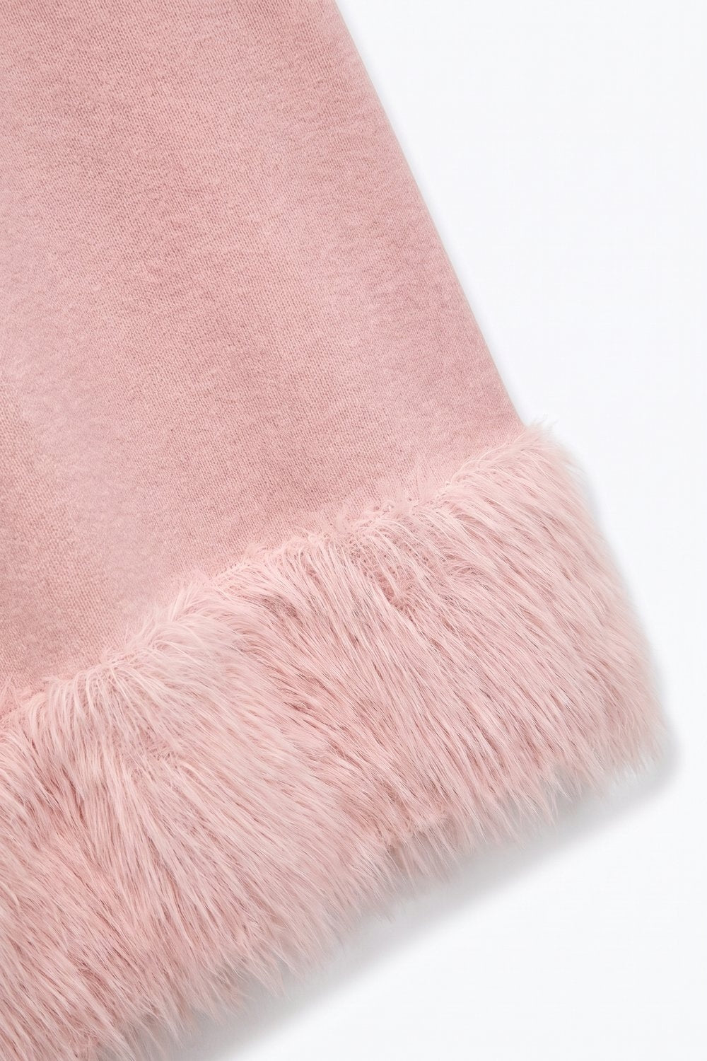 Light Pink Soft Knit Faux Fur Trim Turtleneck Sweater - Jumpers