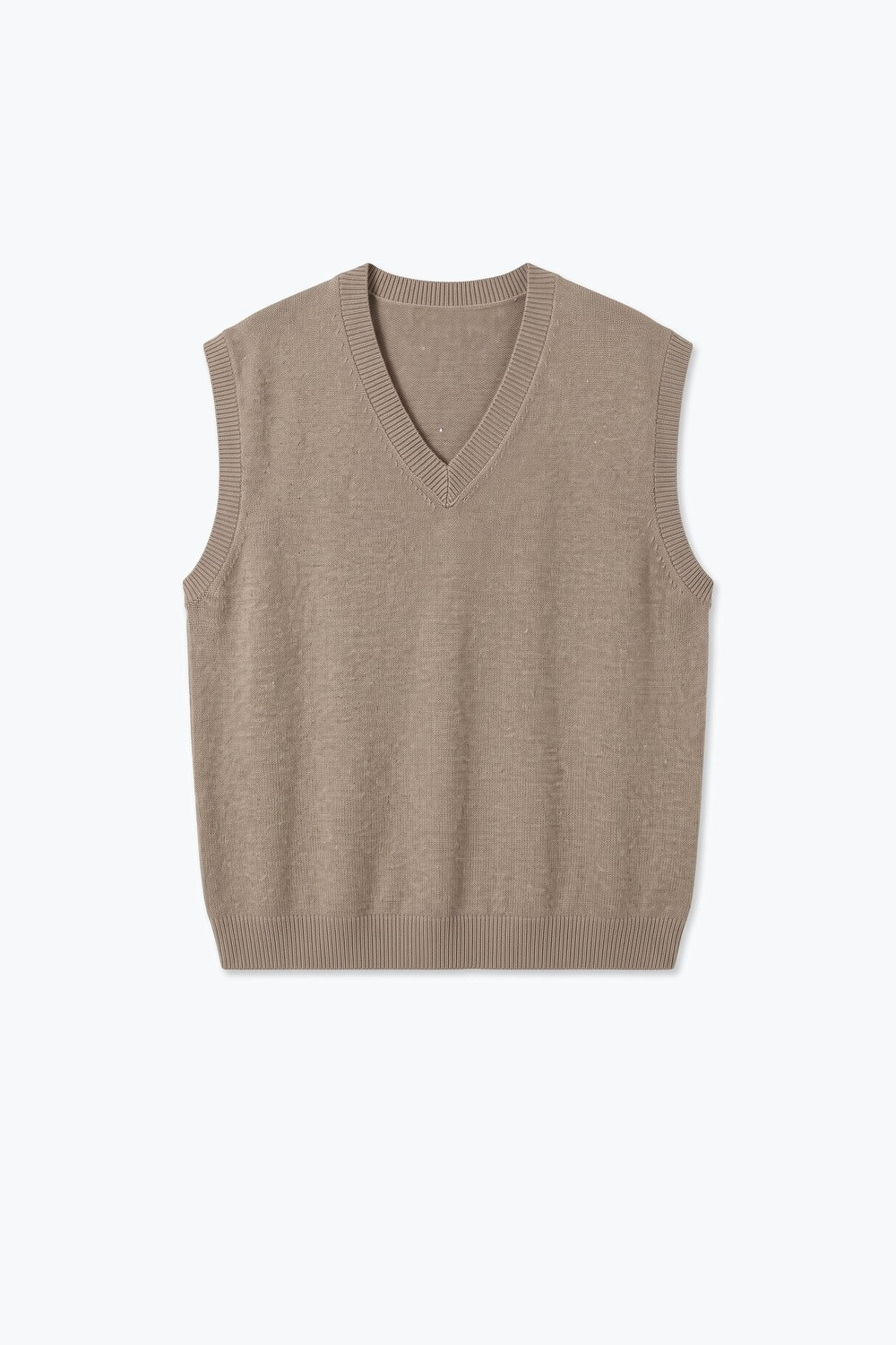 fango Soft Knit V Neck Ribbed Trim Vest with sequin embellished - Tops