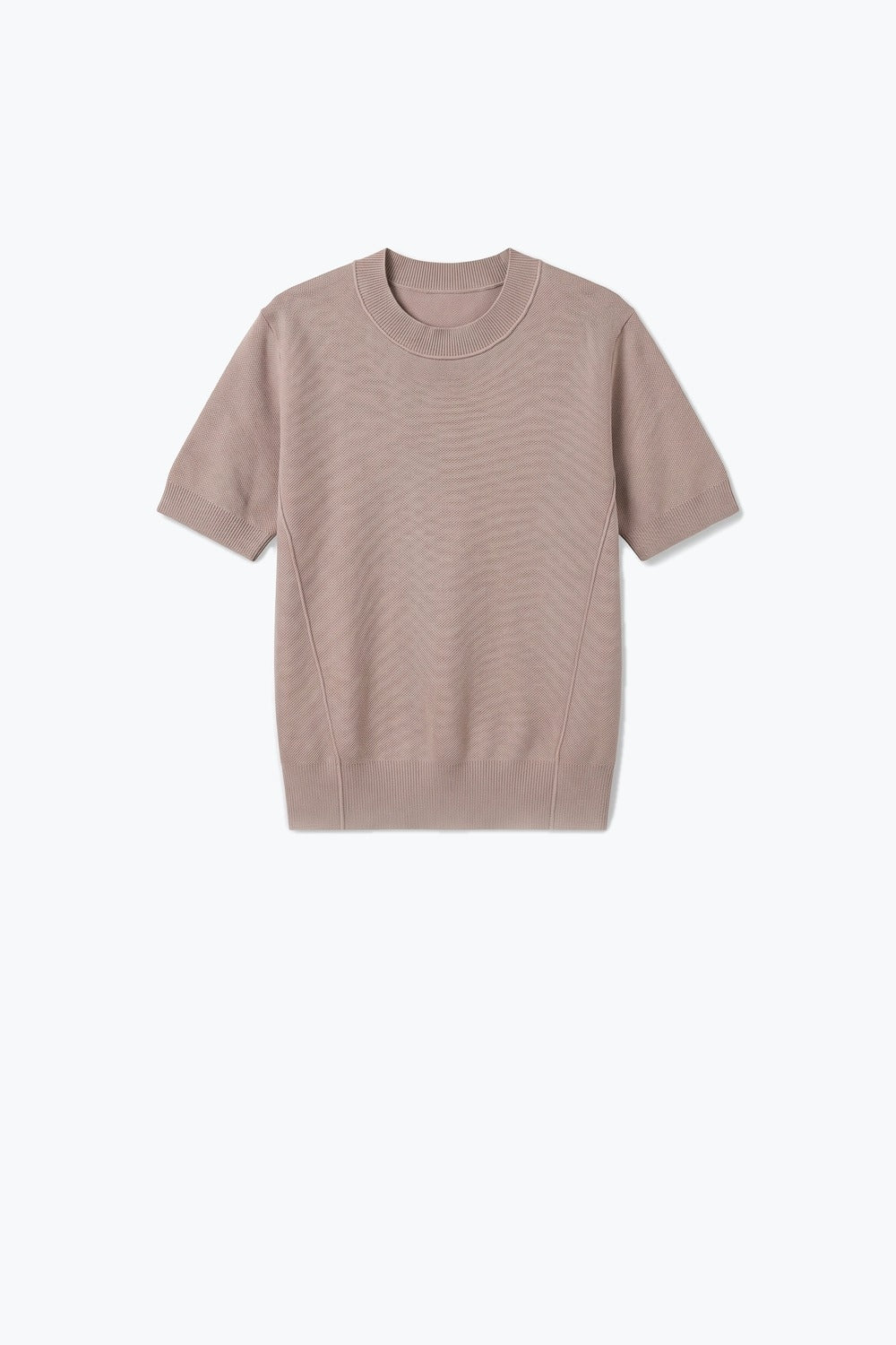 Pink Merino Wool Blend Fine Knit Short Sleeve Sweater - Jumpers