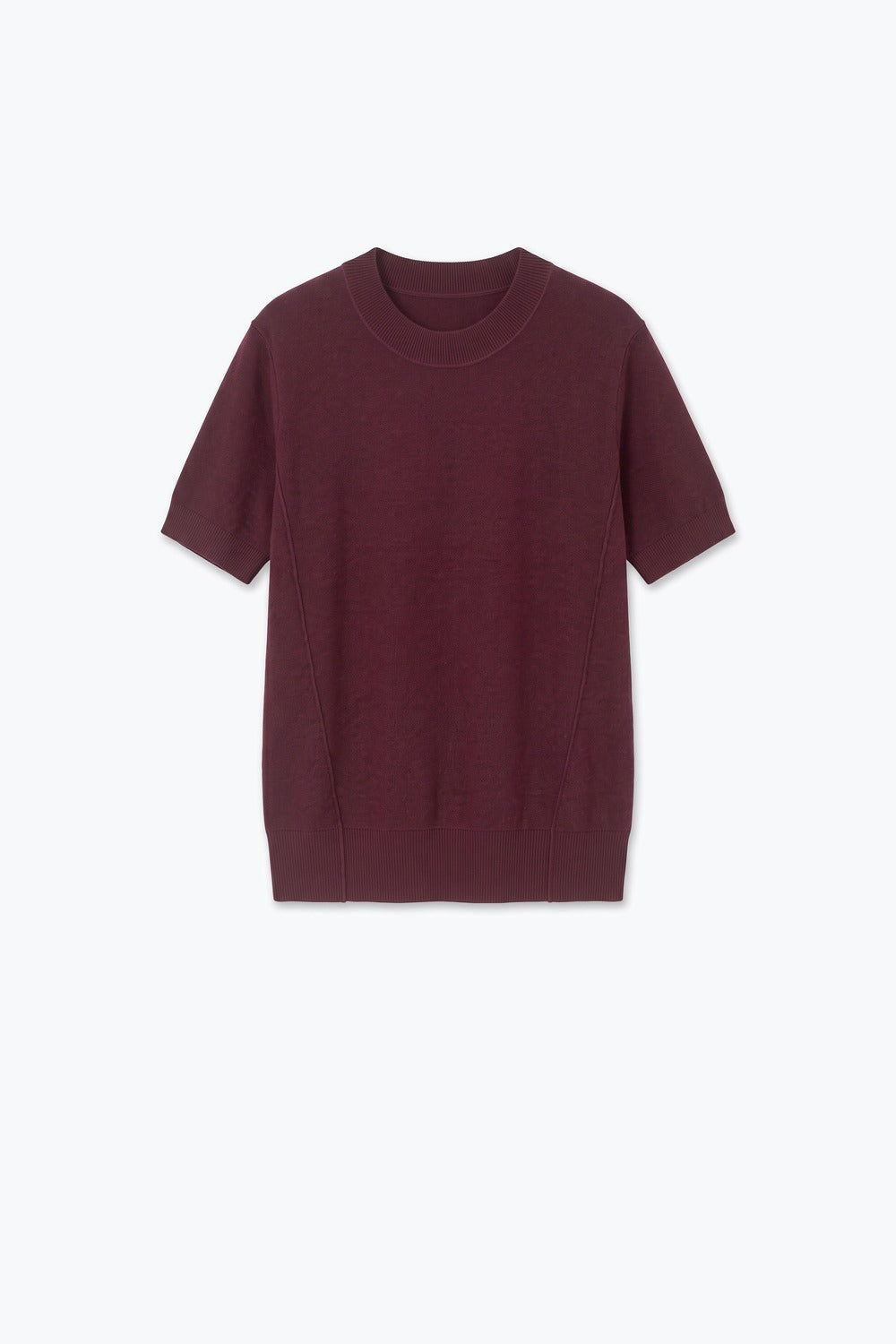 Purple Merino Wool Blend Fine Knit Short Sleeve Sweater - Jumpers