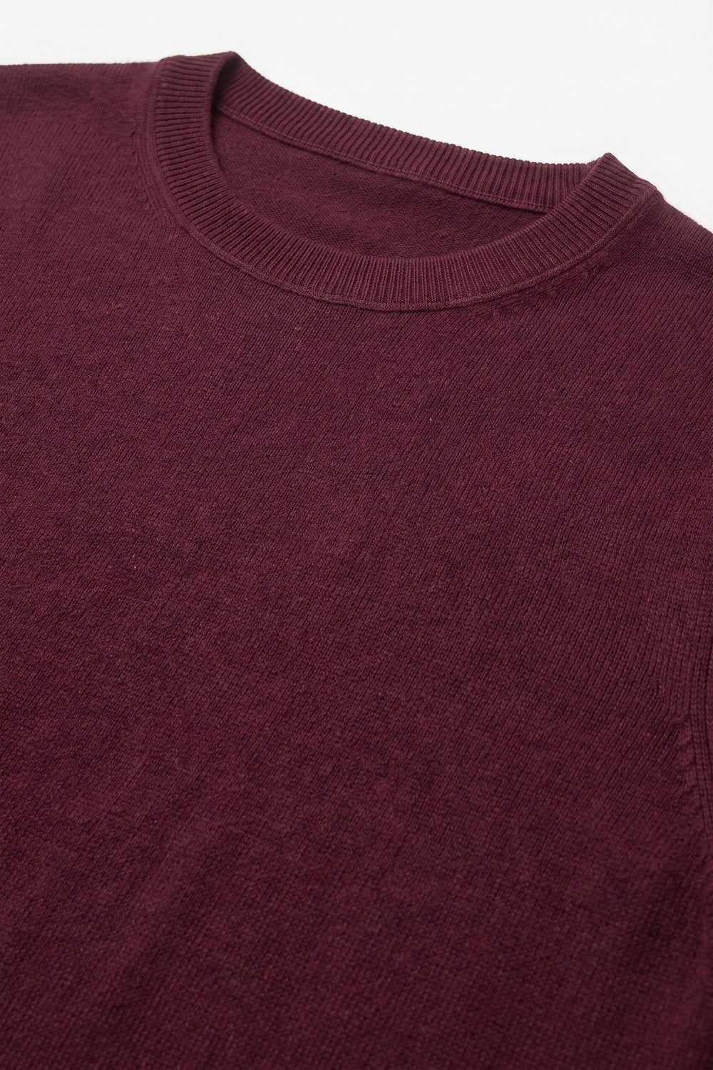 Purple Merino Wool Blend Fine Knit Short Sleeve Sweater - Jumpers