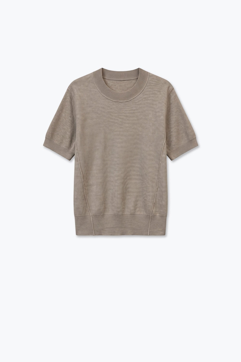 Fango Merino Wool Blend Fine Knit Short Sleeve Sweater - Jumpers