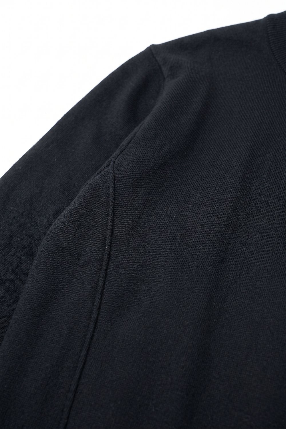 Black Merino Wool Blend Fine Knit long sleeves Seam Detail Sweater - Jumpers