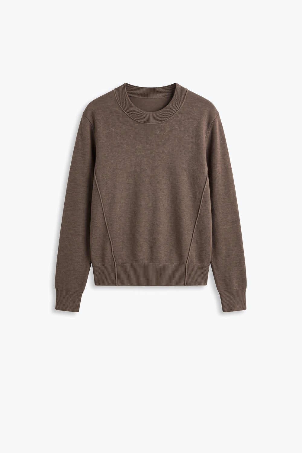 Brown Merino Wool Blend Soft Knit long sleeves Sweater - Jumpers