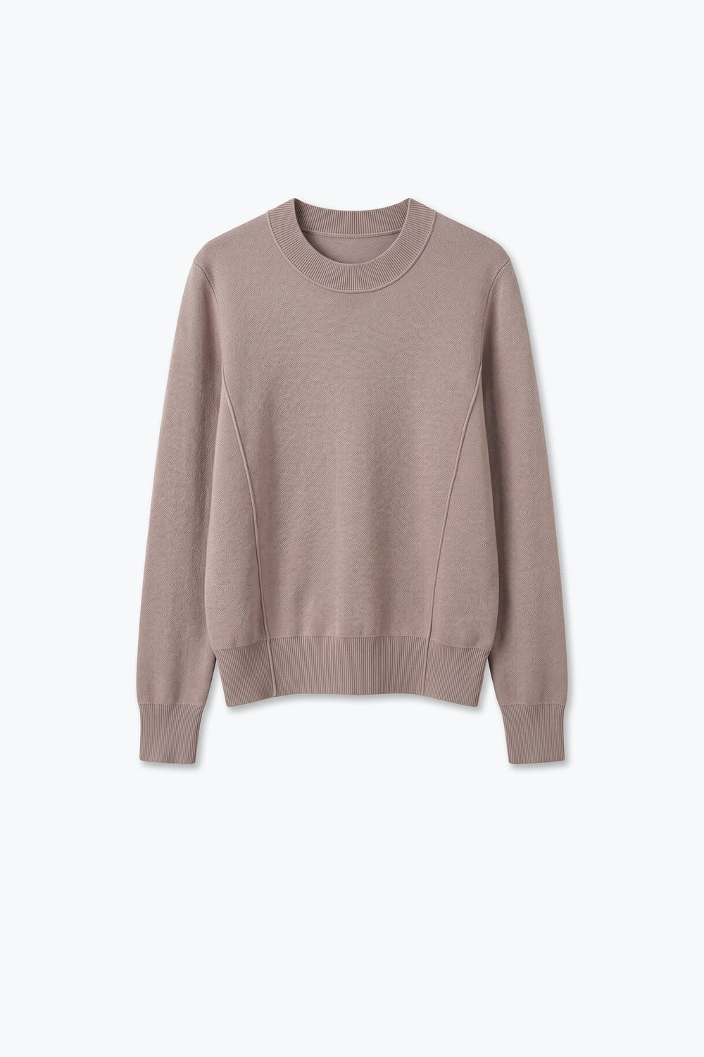 Merino Wool Blend Fine Knit long sleeves Seam Detail Sweater in Powder Pink - Jumpers