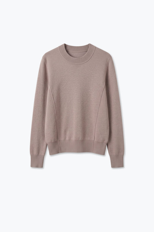 Merino Wool Blend Fine Knit long sleeves Seam Detail Sweater in Powder Pink - Jumpers