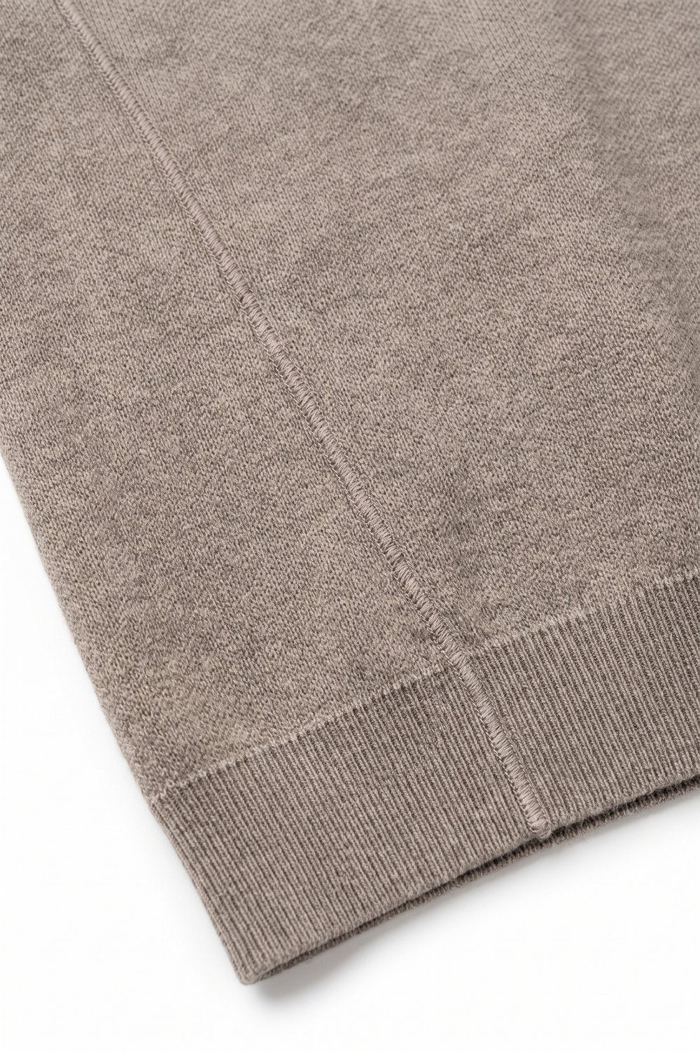 Merino Wool Blend Fine Knit longo sleeves Ribbed Trim Sweater in Fango - Jumpers