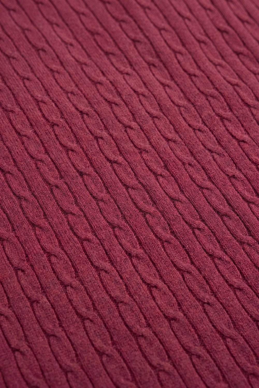 wine Cable Knit Crew Neck Short Sleeve Sweater - Tops