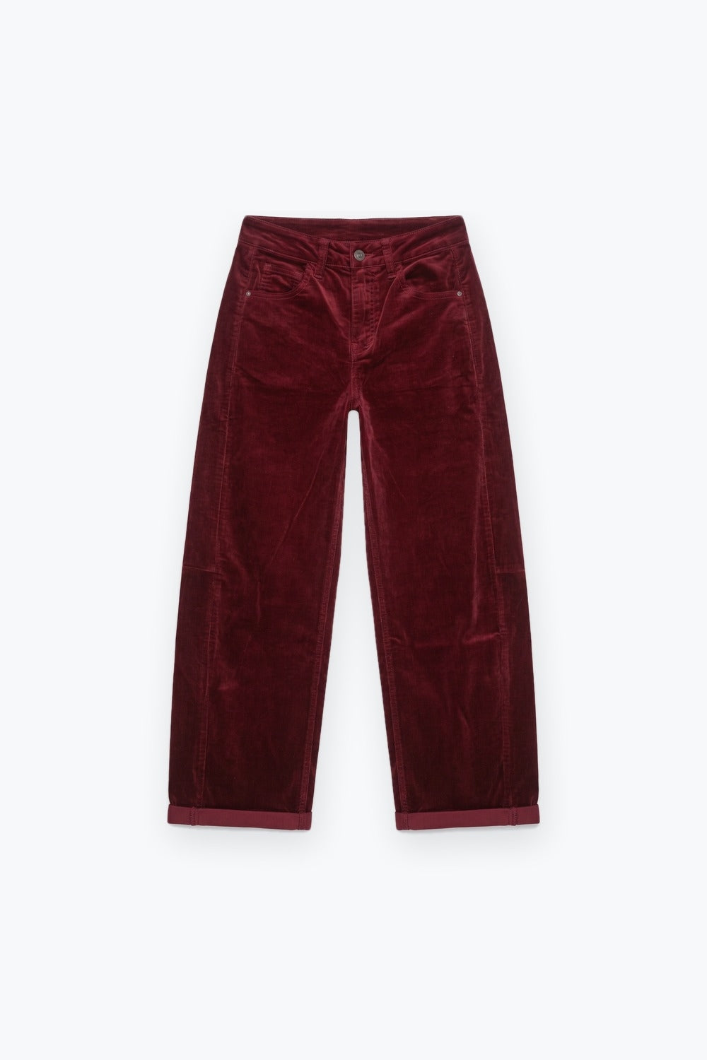 Corduroy High Rise wide Barrell leg Pants in burgundy - trousers
