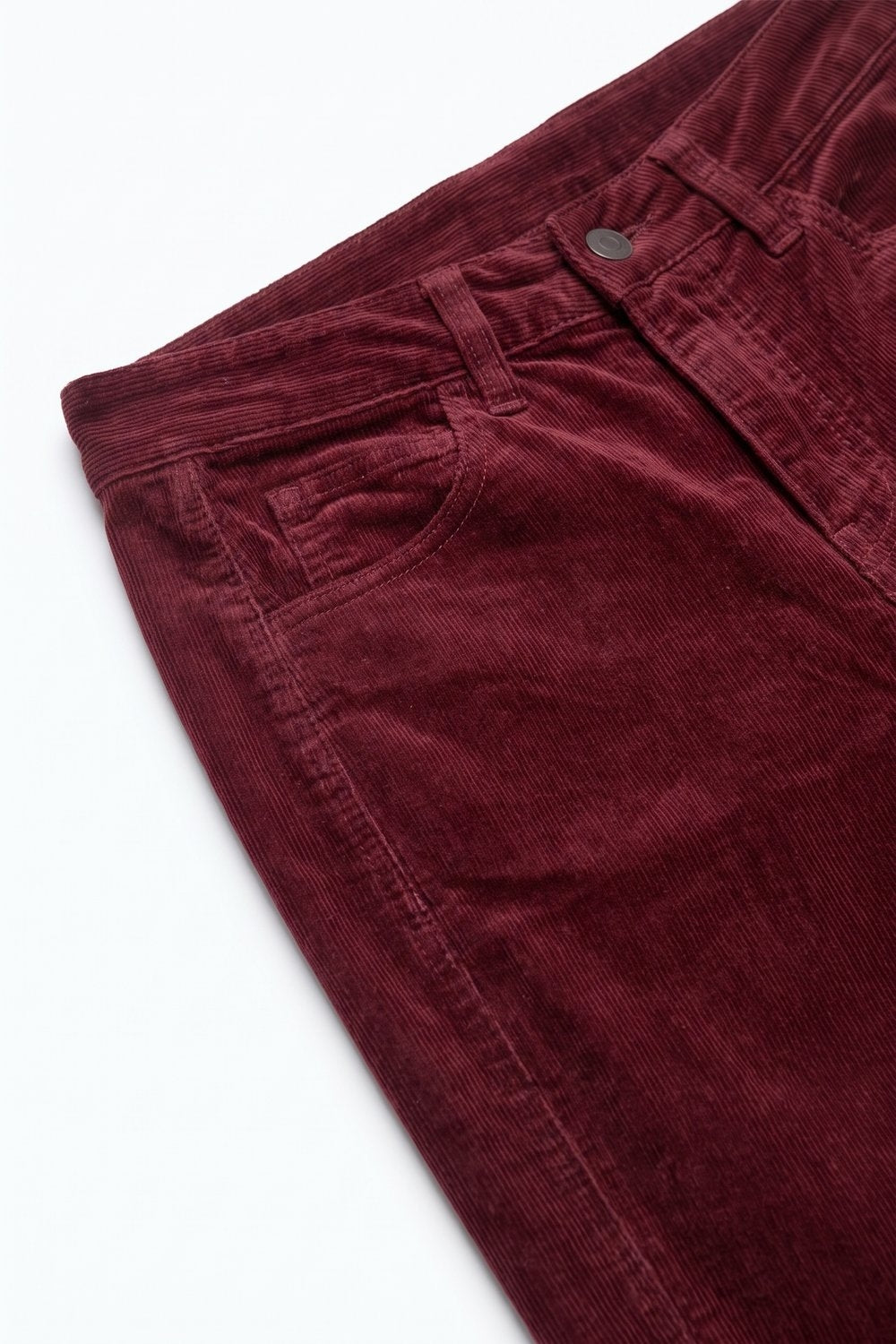 Corduroy High Rise wide Barrell leg Pants in burgundy - trousers