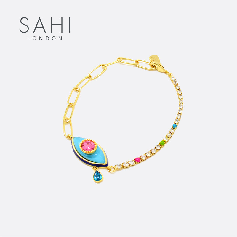 Love Affair Enamel Teardrop Chain & Link Bracelet - BRACELET