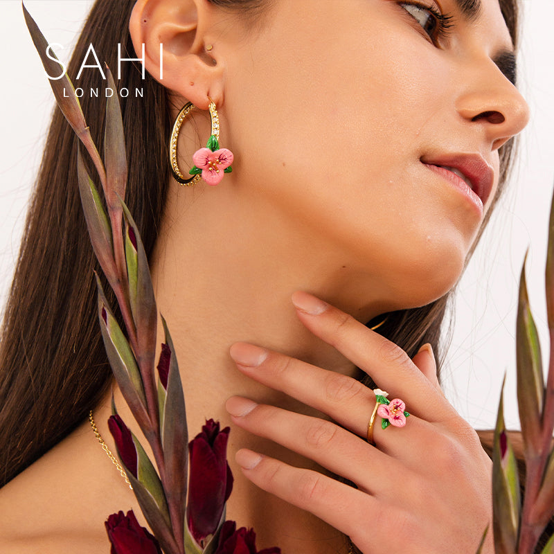 Sahi Enchanting Garden Pink Adjustable Ring - RING