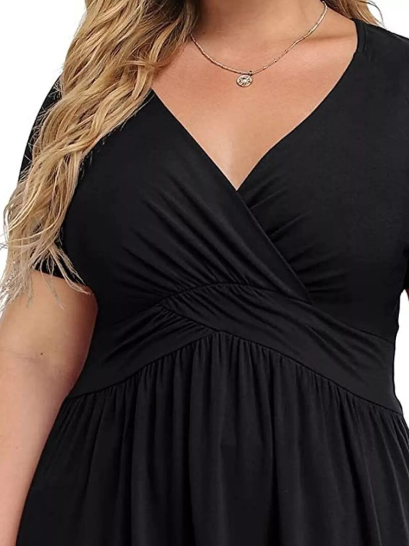 Plus Size Surplice Short Sleeve T-Shirt -