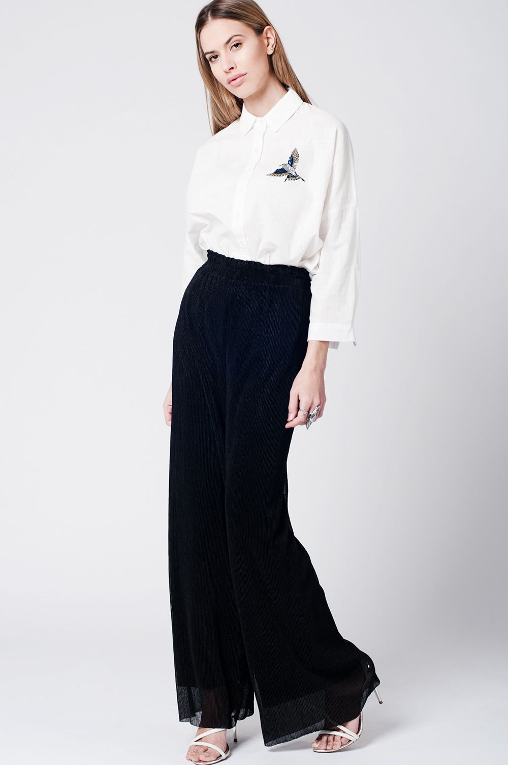 Black cheesecloth trousers
