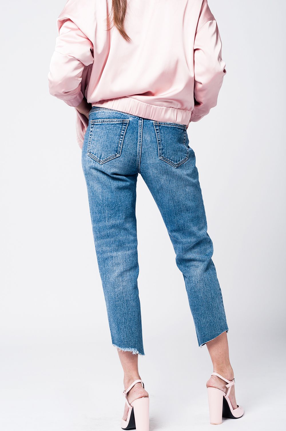 Mom jeans with embroidered stars - Denim