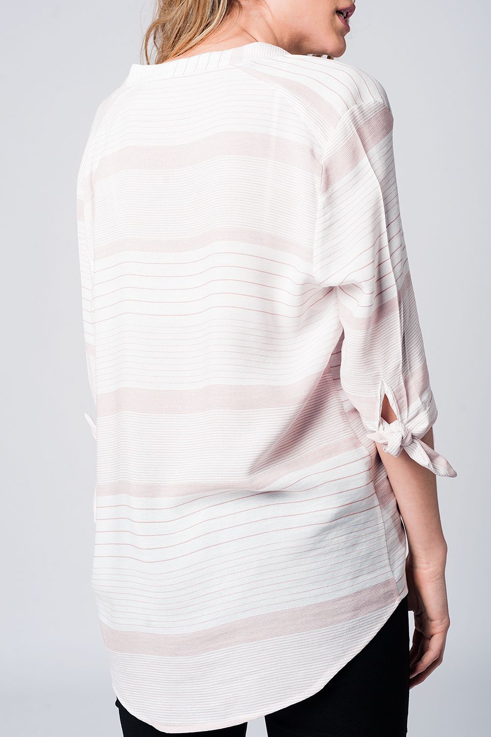 Pink stripe shirt with tie sleeves - Shirts