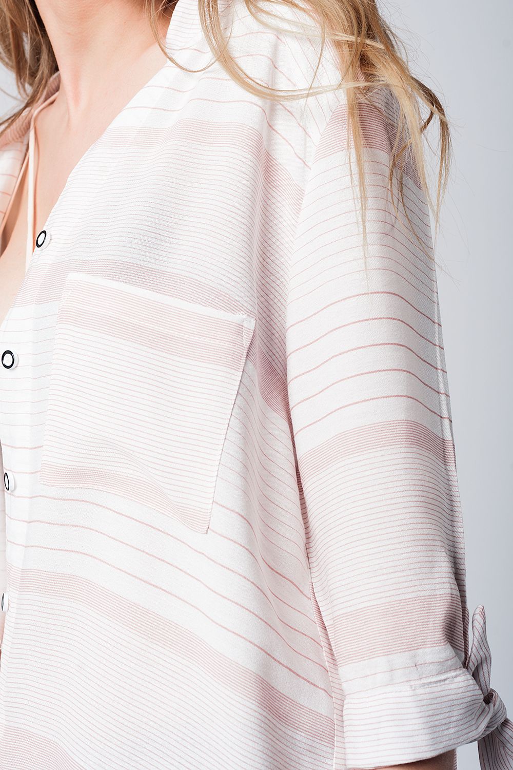 Pink stripe shirt with tie sleeves - Shirts